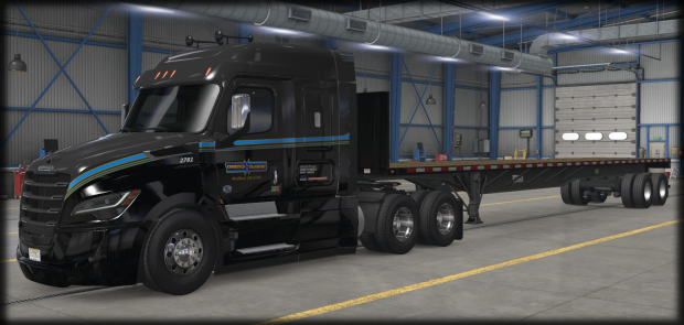 Freightliner Cascadia using a Flatbed trailer